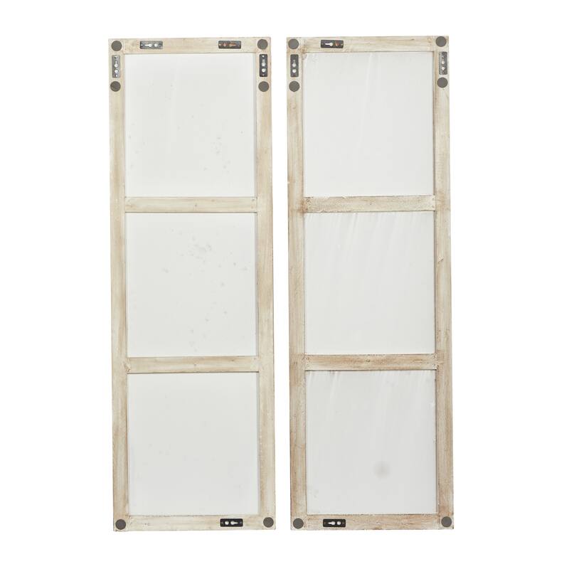 White Wooden Intricately Carved Geometric Home Wall Decor (Set of 2)
