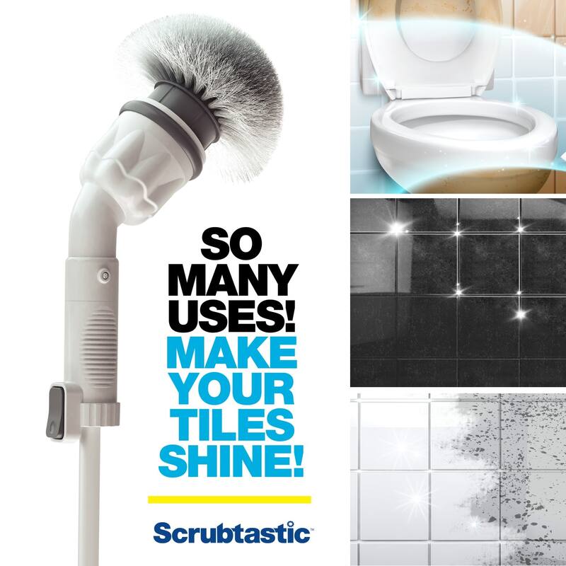 Bell + Howell Scrubtastic Rechargeable Power Scrubber with Extension Handle and 3 Brush Heads - 39 Inches