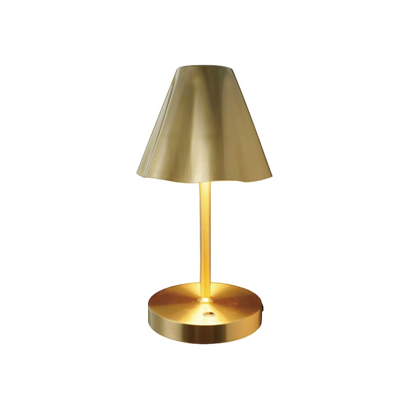 Metal LED Rechargeable Table Lamp with Touch Sensor, Gold Finish - 5.9"L x 5.3"W x 11.0"H