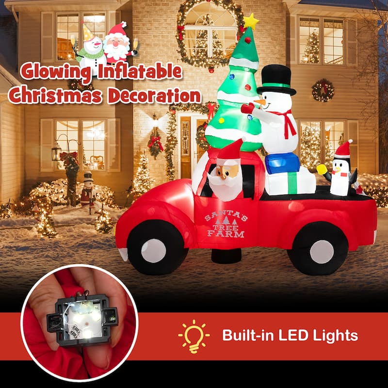 Costway 8FT Wide Inflatable Santa Claus Driving a Car w/ LEDs & Air - See Details
