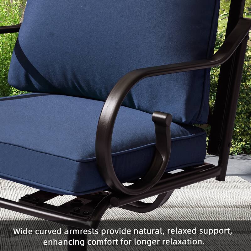 EROMMY Patio Swivel Chairs Set of 2, 360° Rocking Outdoor Dining Chairs with Cushions and Metal Frame