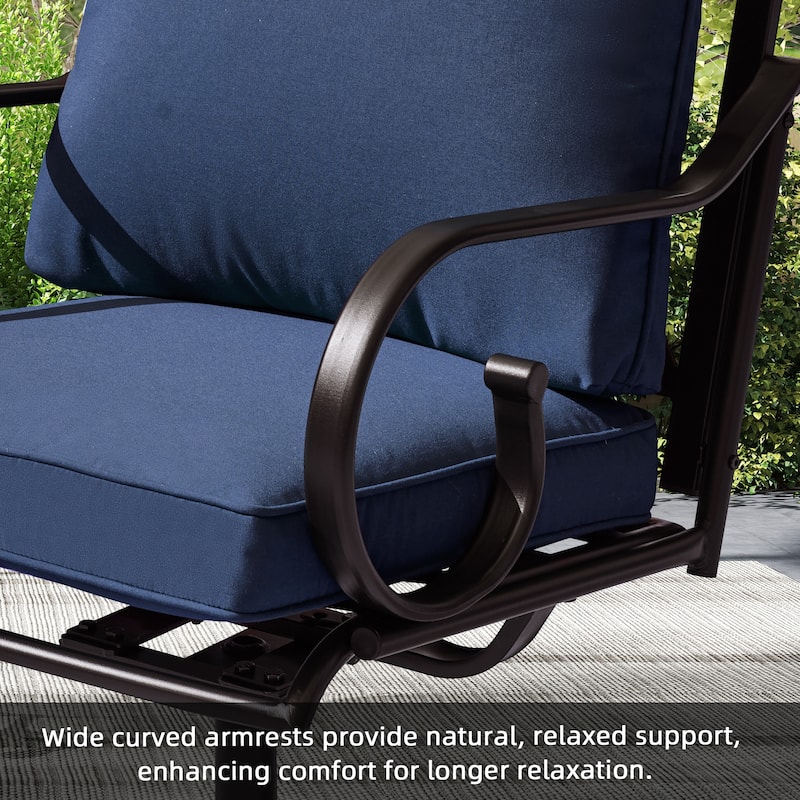 Outdoor Swivel Rocker Chairs Set of 2, Heavy-Duty 360° Swivel Patio Chairs with Cushions, All-Weather Steel Frame for Garden