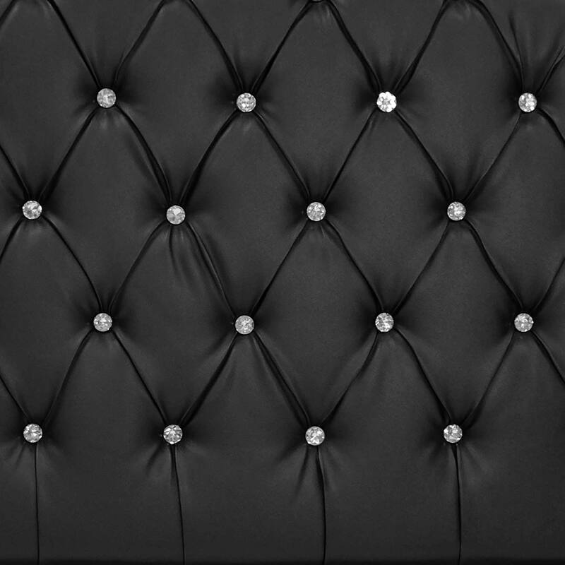 Black Full Bed with Wood Frame, Faux Leather, Assembly Required