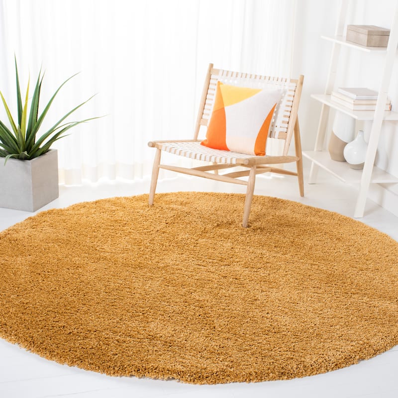 SAFAVIEH Hudson Shag Veroniki 2-inch Thick Rug - 5'3" Round - Gold