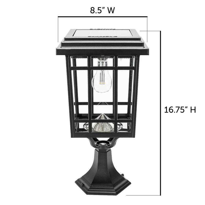 Grand Prairie Bulb Solar Light with Wall, Pier, and 3in Fitter Mounts - Black
