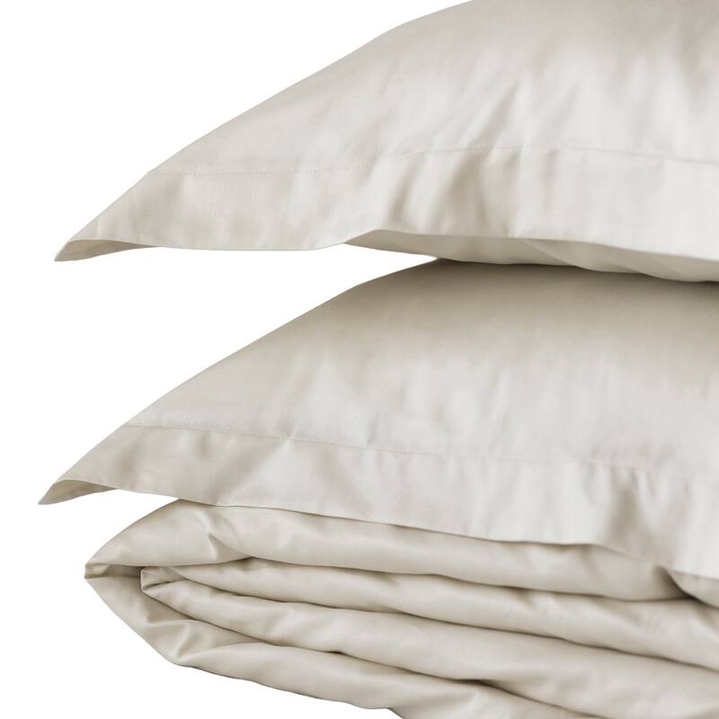 Jennifer Adams 400TC Long-Staple Cotton Sateen 3pc. Duvet Cover and Sham Set - Birch - Queen - 3 Piece