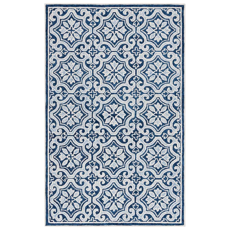 Lauren Ralph Lauren Handmade Elfur Contemporary Wool Rug - 6' x 9' - Dark Navy/Ivory