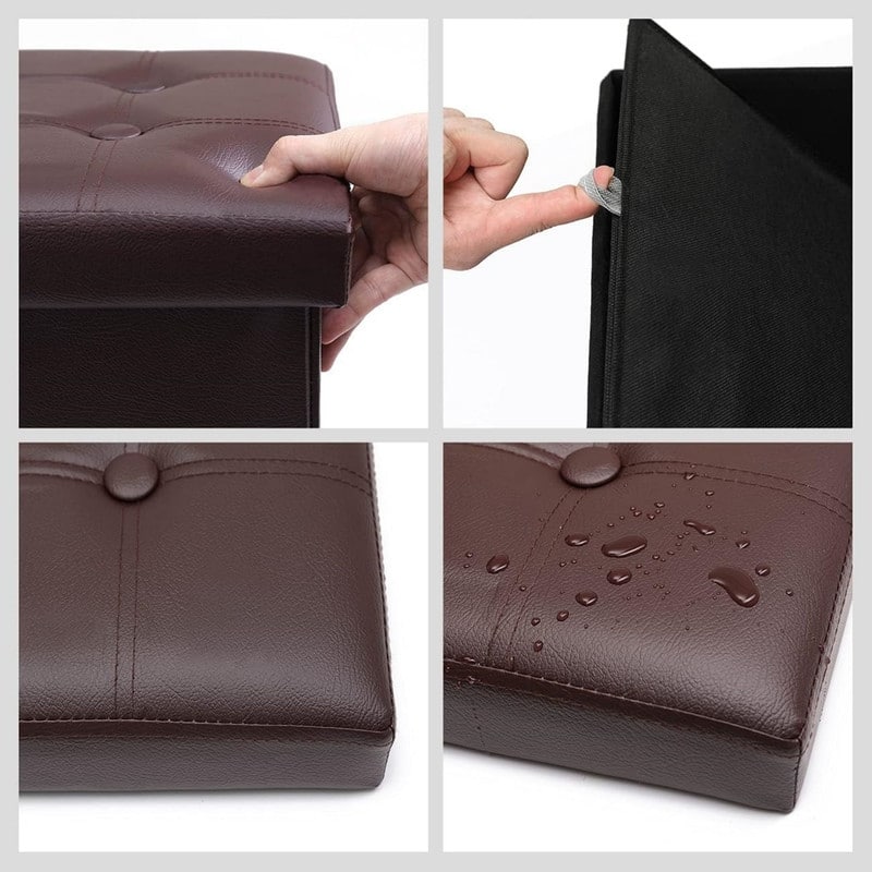 2PC Storage Ottoman Folding Foot Rest Stool