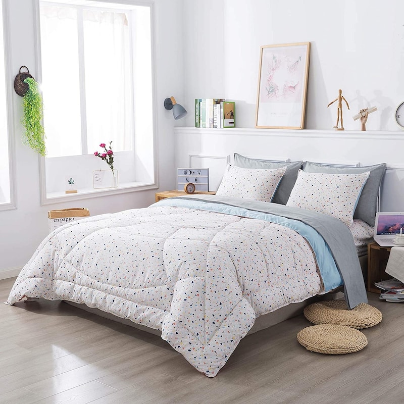 KASENTEX 5 or 7 Piece Bed in A Bag Microfiber Down Alternative Comforter Bedding Set with Sheets and Pillow Cases All Season