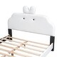 preview thumbnail 5 of 5, Full Size Upholstered Platform Bed with Cute Cartoon Design, Animal Ears Headboard and Paw Footboard, White and Pink