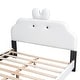 preview thumbnail 5 of 5, Pink+White Upholstered Platform Bed with Cute Cartoon Headboard