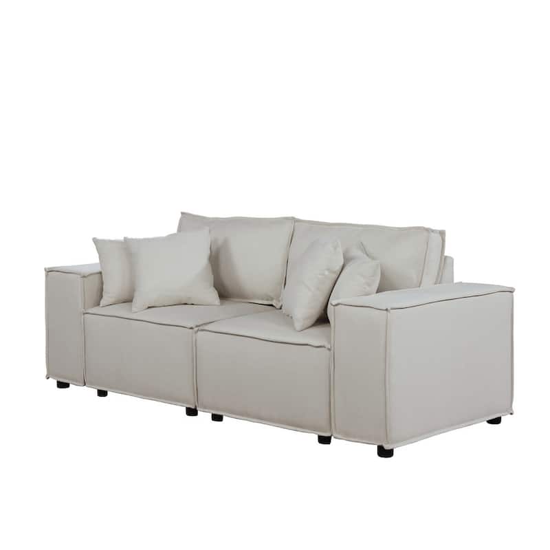Loveseat with 4 Accent Pillows - Beige