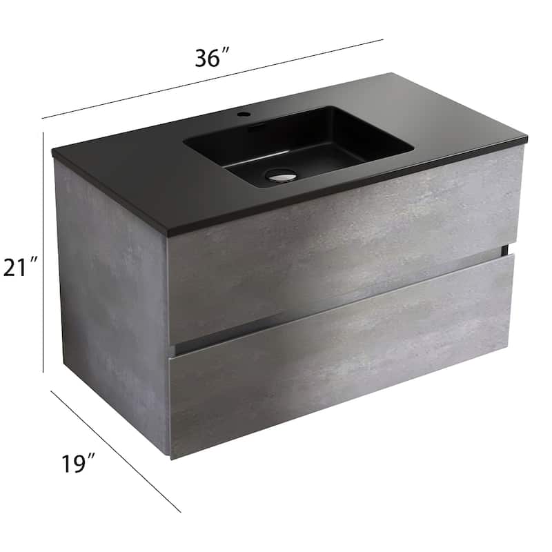 Bathroom Vanity in Cement Grey with Integrated Quartz Sand Top