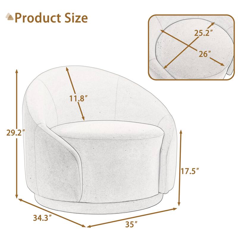 35" Wide 360-Degree Swivel Accent Barrel Chair