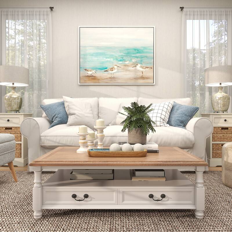Brown Mango Wood Handmade Ocean Inspired Living Room Decor Tray with Colorful Enameled Interior