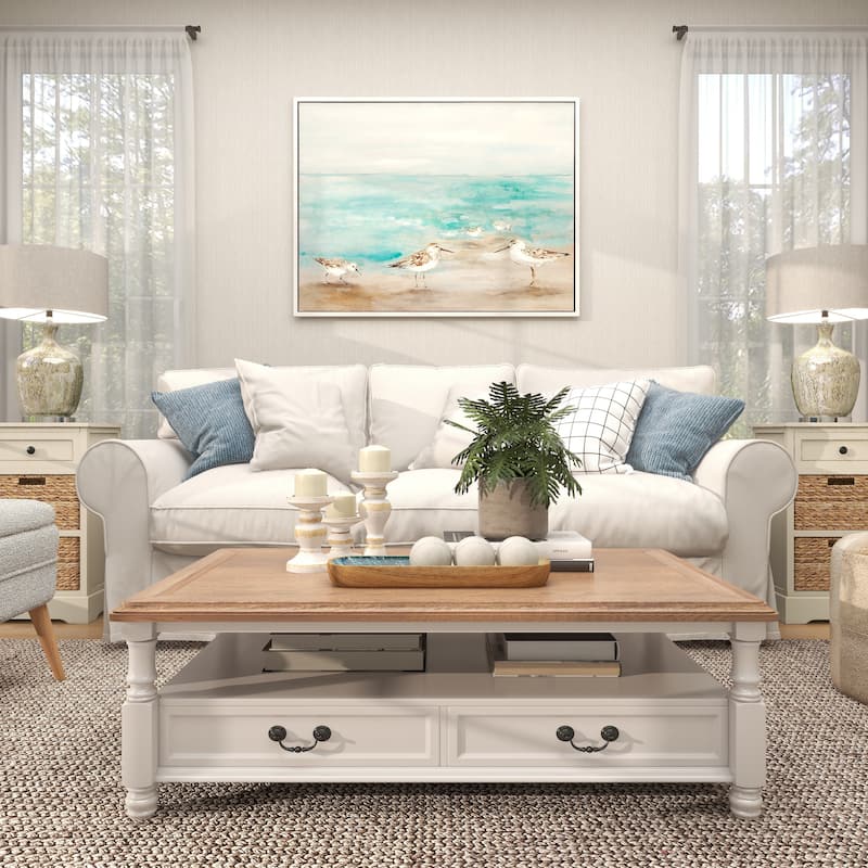 Mango Wood Handmade Ocean Inspired Living Room Decor Tray with Colorful Enameled Interior - Brown - Roche River Decor