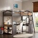 preview thumbnail 13 of 33, Elegant Full Wooden Loft Bed with U-shaped Desk, Storage Compartments and Tri-fold Mirror, Efficient Workspace, Space-saving