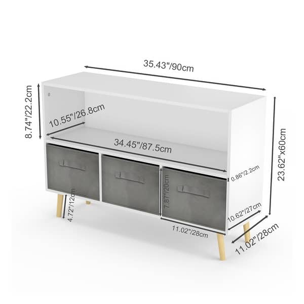 dimension image slide 1 of 2, Kids Toy Storage Organizer with Collapsible Fabric Drawers