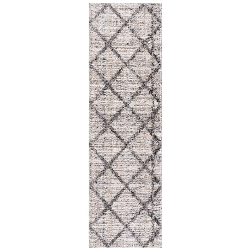 SAFAVIEH Everett Shag Ljubomira 1-inch Thick Rug - 2'3" x 8' Runner - Ivory/Grey