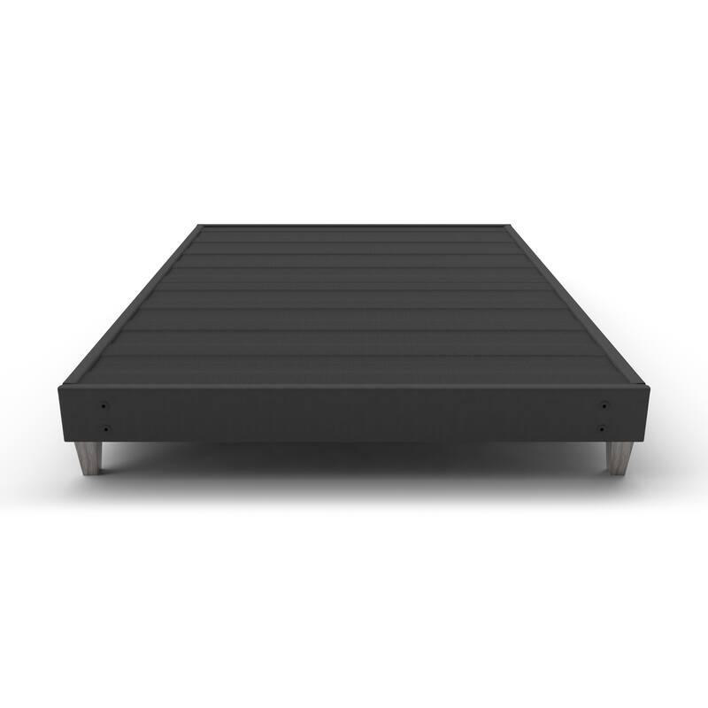 Full Size Upholstered Platform Bed Frame with Tool-Free Setup and 6" Faux-Wood Legs - DARK GREY