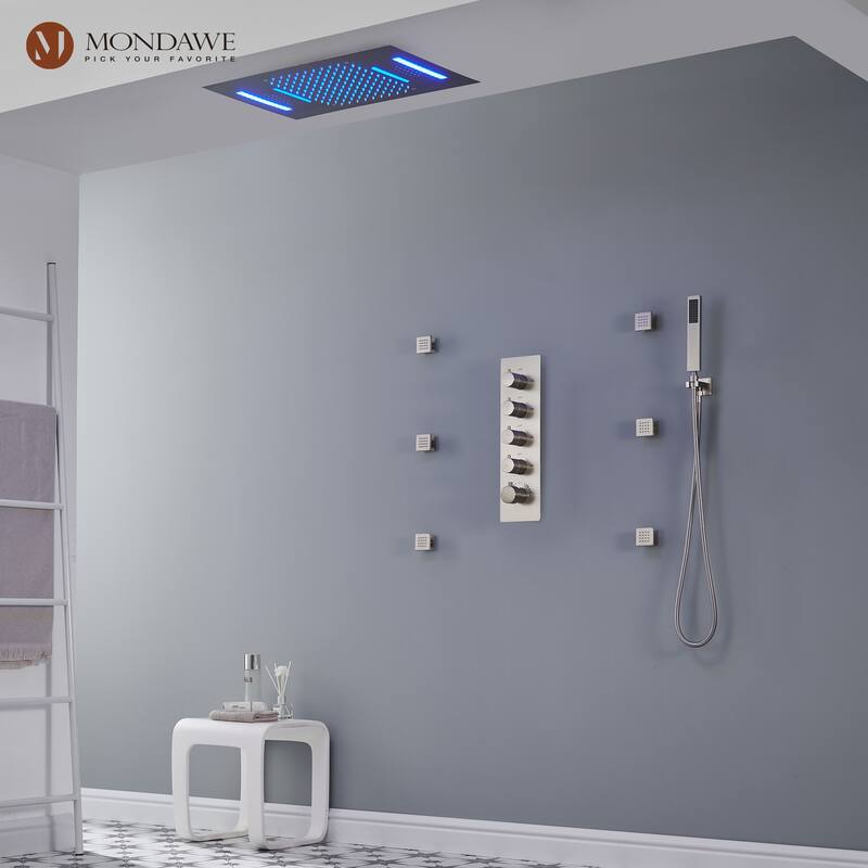 64 Colors LED Light and Music Ceiling Mounted Thermostatic Shower System