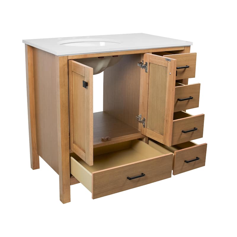 KitchenBathCollection Horizon 36" Bathroom Vanity with Engineered White Top