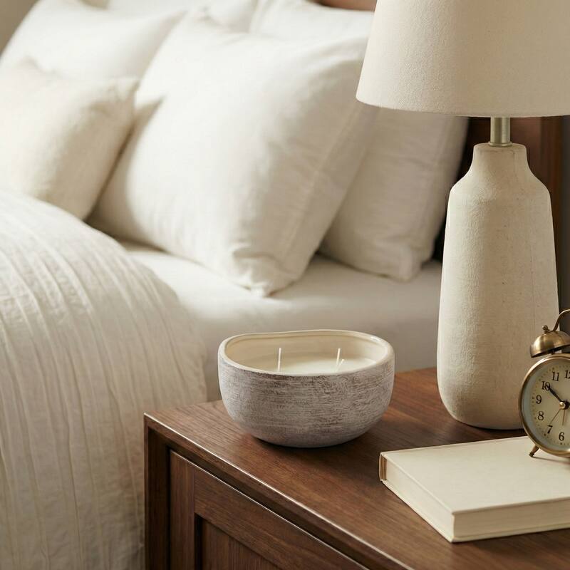 Decorative Textured Ceramic Magnolia and Lily Scented Candle