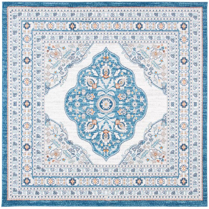 SAFAVIEH Liberty Shelvia Boho Medallion Rug - 6'7" Square - Dark Blue/Ivory