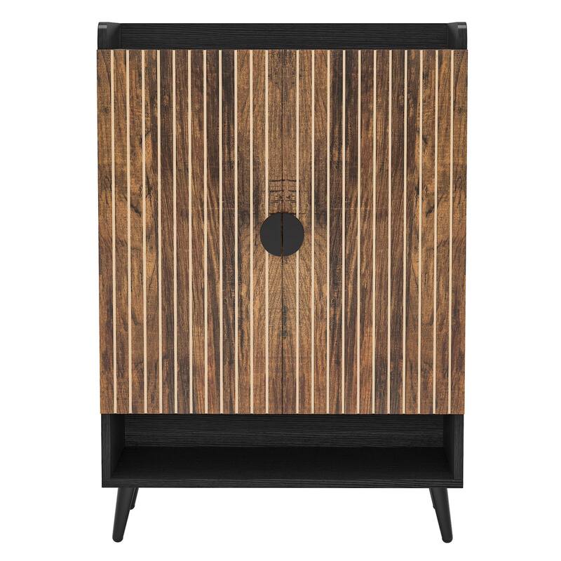 29" Rustic Brown Wooden Shoe Cabinet, 7-Tier