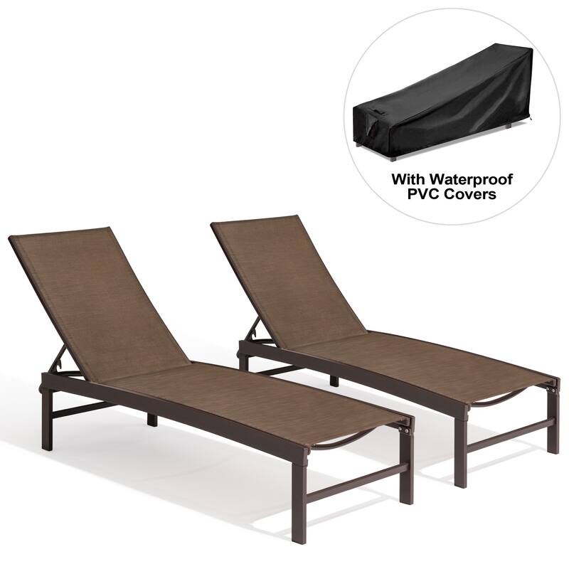 3-Piece Outdoor Loungers Patio Chaise Lounge Chairs Set with Side Table