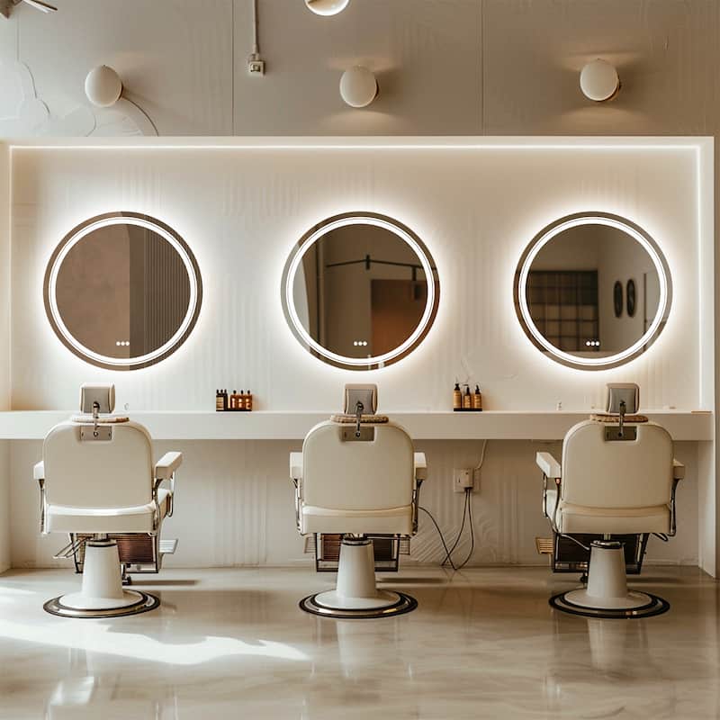 Large Round Frameless Defog Dual Front LED Backlit Wall Bathroom Vanity Mirror