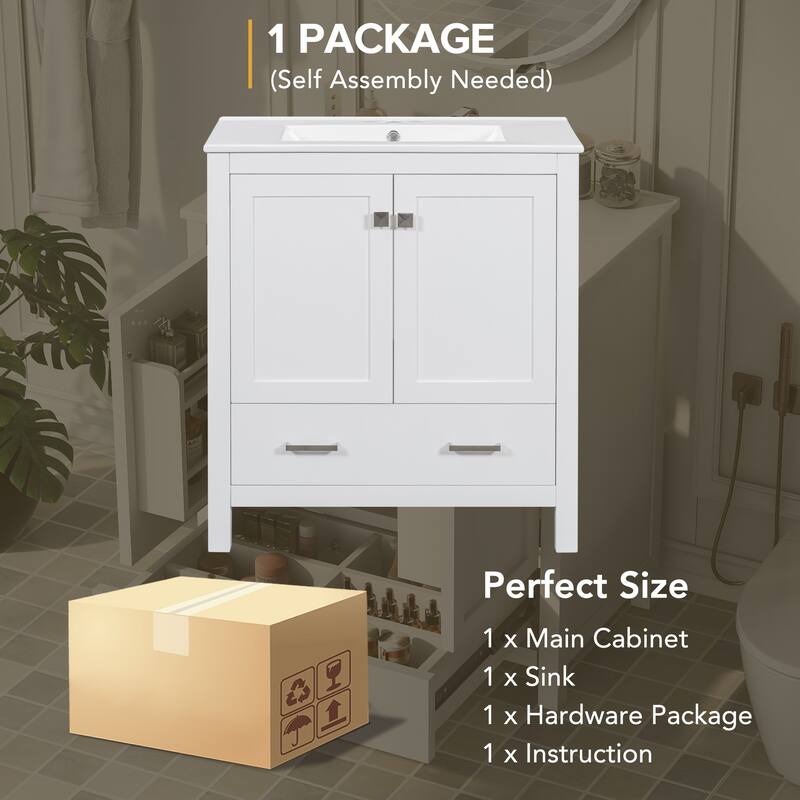 30" Blue Bathroom Vanity with Single Sink,