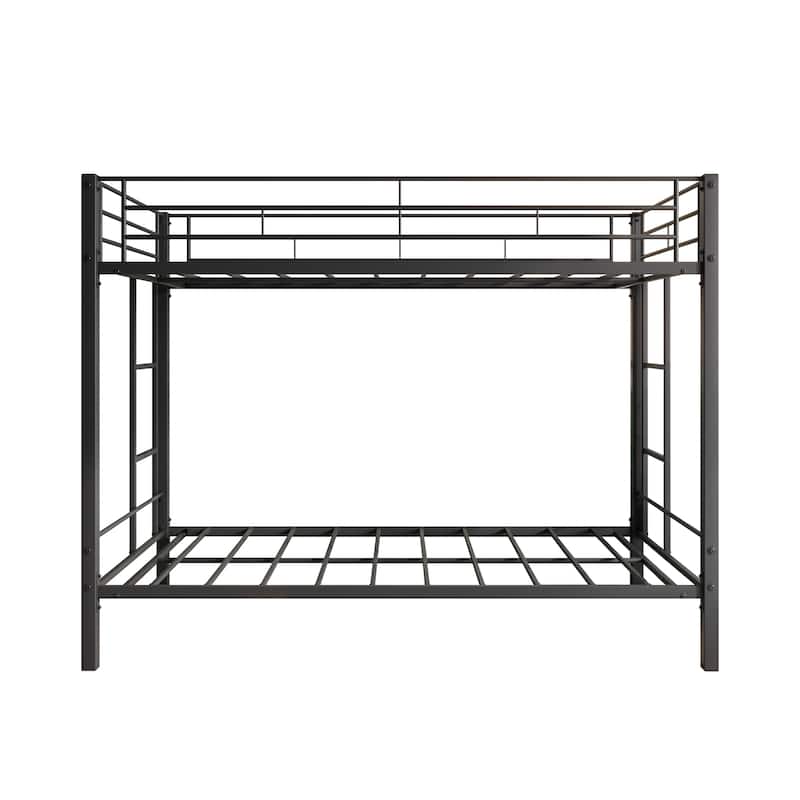 Metal Bunk bed Twin Over Twin, Heavy Duty Twin Bunk beds with shelf and Slatted Support No Box Spring Needed Black