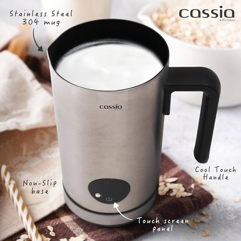 Cassia Electric Milk Frother with 5-in-1 Functions 550W, Digital Touch Screen Control, 160ML Frothing & 300ML Heating Capacity
