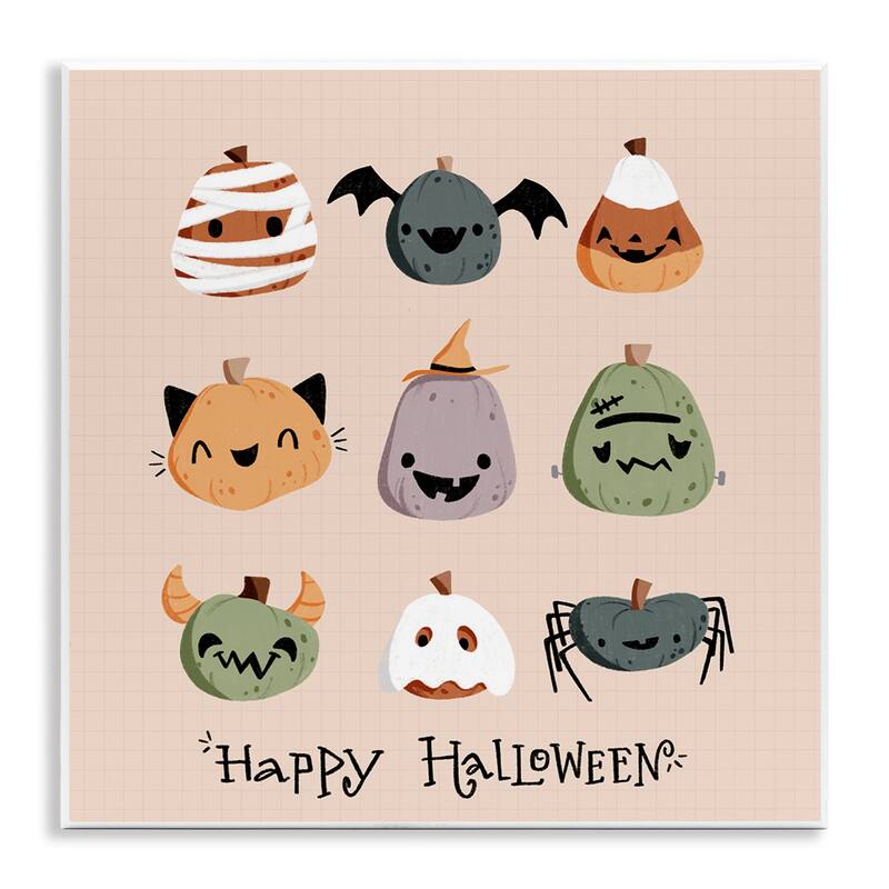 Stupell Cute Halloween Costume Pumpkins Wall Plaque Art Design By Sarah Hickman - 12 x 12