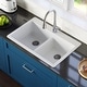 preview thumbnail 4 of 74, Karran 33" Top Mount Double Equal Bowl Quartz Kitchen Sink Kit - 33" x 22" x 9"