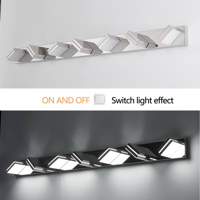 7-Light Chrome LED Vanity - Modern - Bathroom Mirror