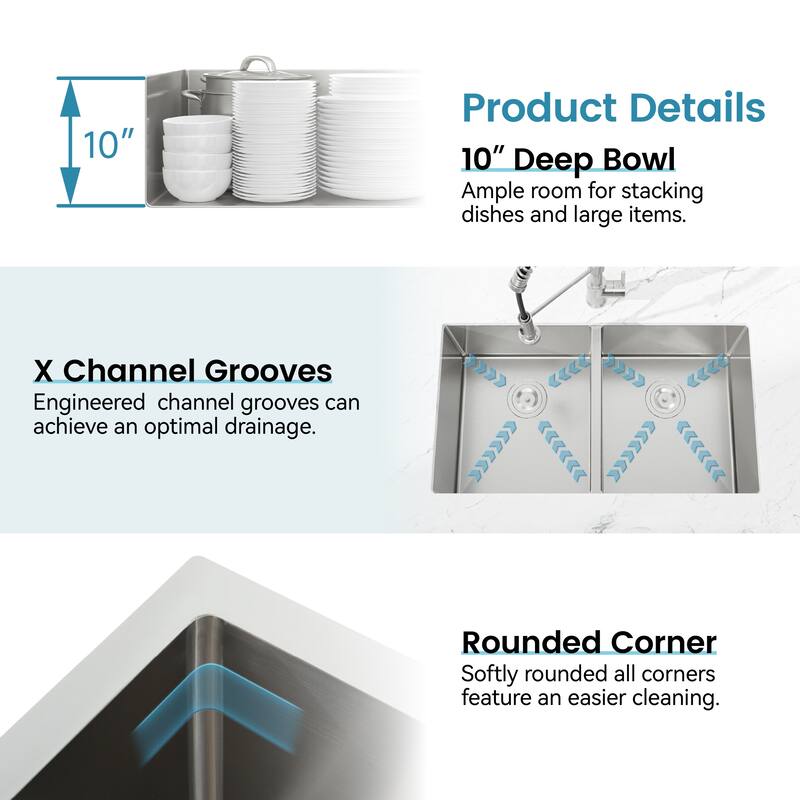 Embedded Double Bowl Kitchen Sink