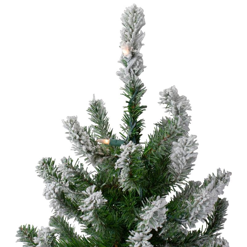 Pre-Lit Medium Flocked Alpine Artificial Christmas Tree - 4' - Clear Lights - 4 Foot