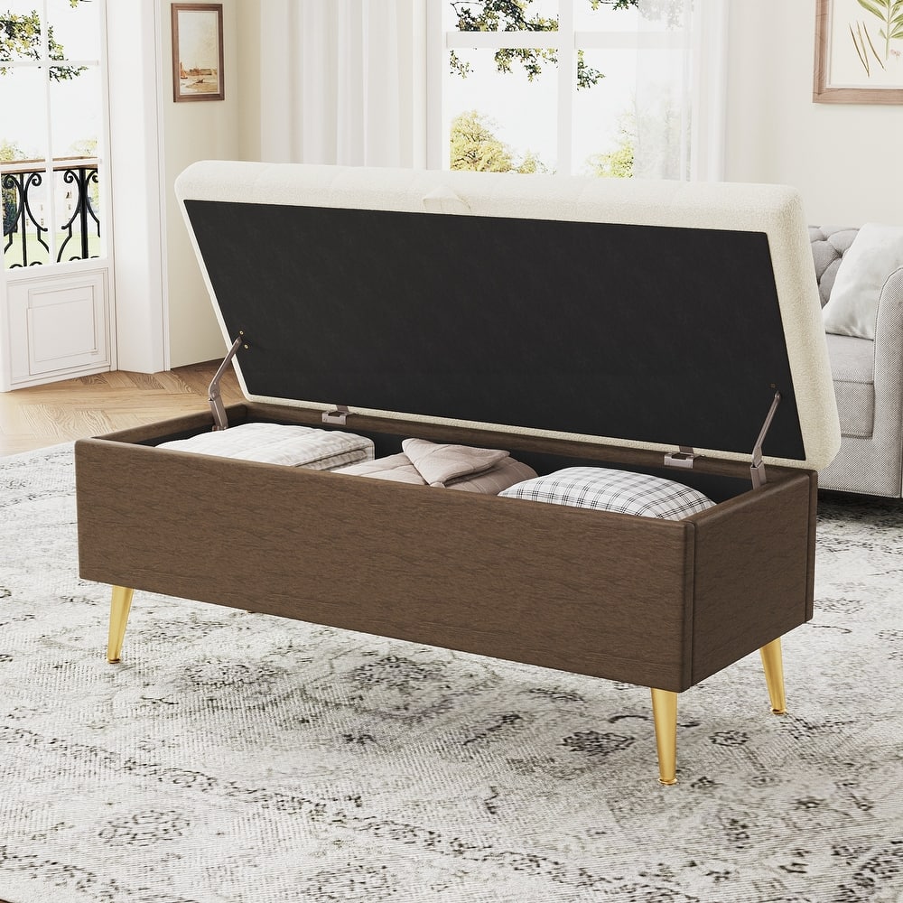 Modern Storage Ottoman Bench Upholstered Bedroom Bench