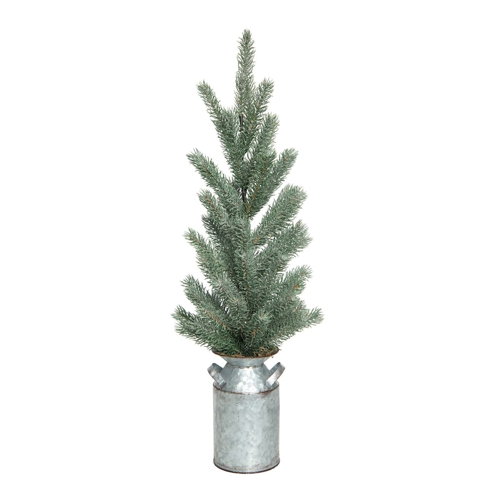 Transpac Artificial 24 in. Green Christmas Tree in Galvanized Milk Jug