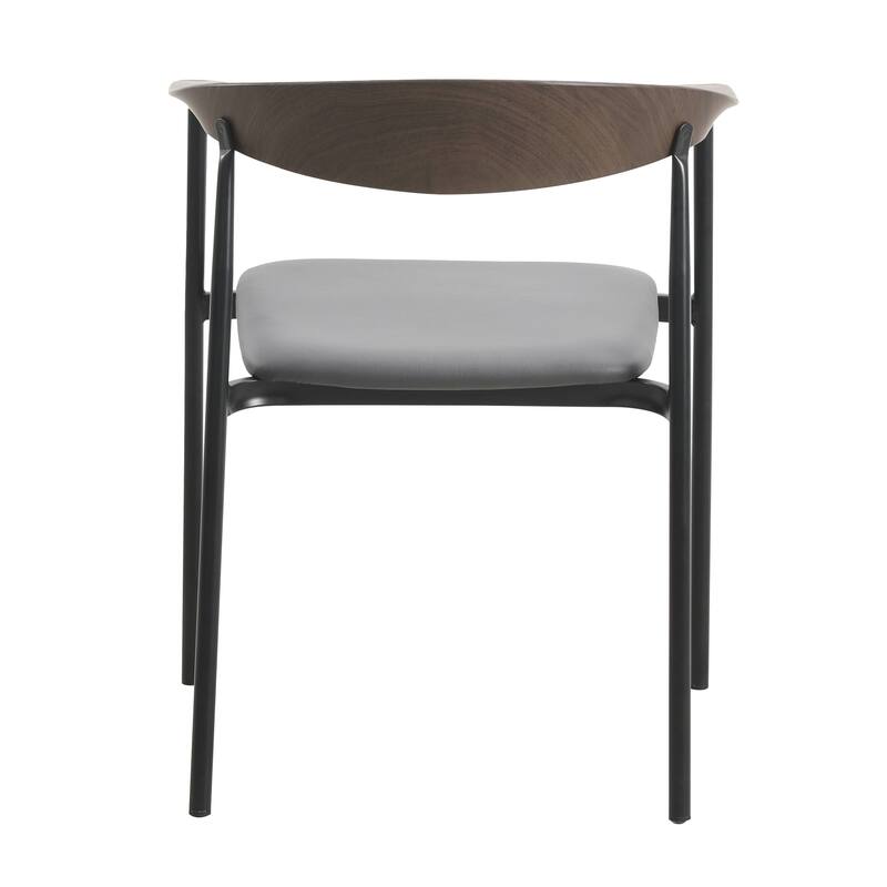Kora Upholstered Faux Leather Dining Arm Chair with Powder Coated Steel Legs by LeisureMod