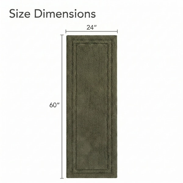 dimension image slide 2 of 13, Superior Solid Bordered Cotton Washable Non-Slip Bath Rug Runner or Rug Set