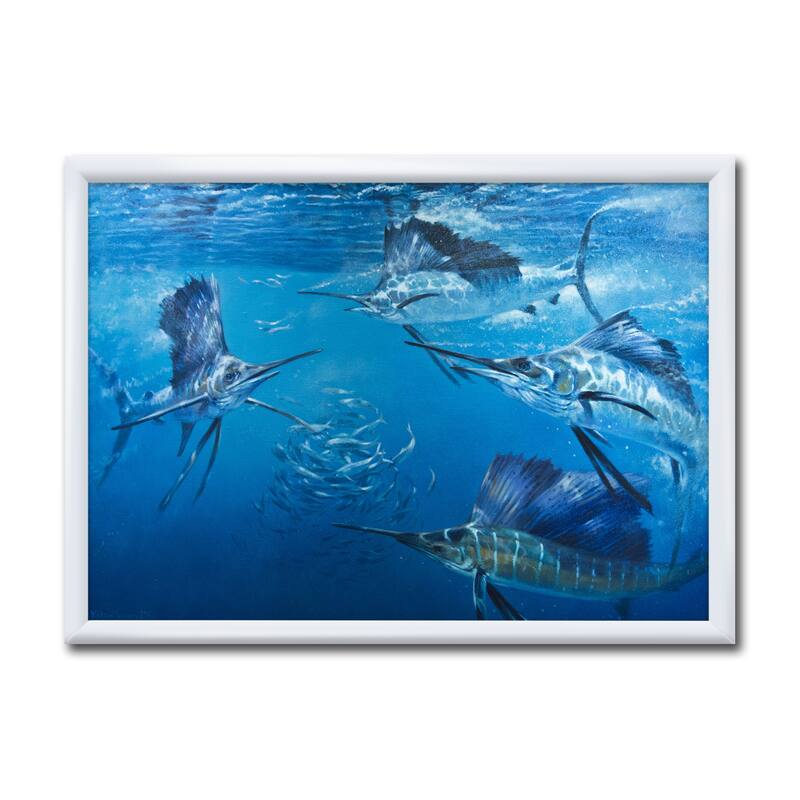 Designart "Underwater Swordfish Swimming" Nautical & Coastal Framed Art