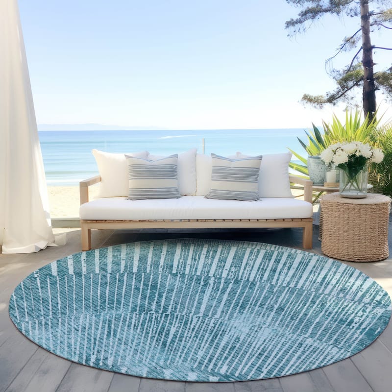 Machine Washable Indoor/ Outdoor Modern Fan Chantille ARug