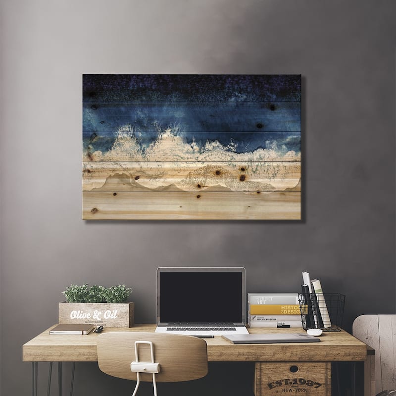 Indigo Waves From Above II Print On Wood by Maggie Olsen - Multi-Color