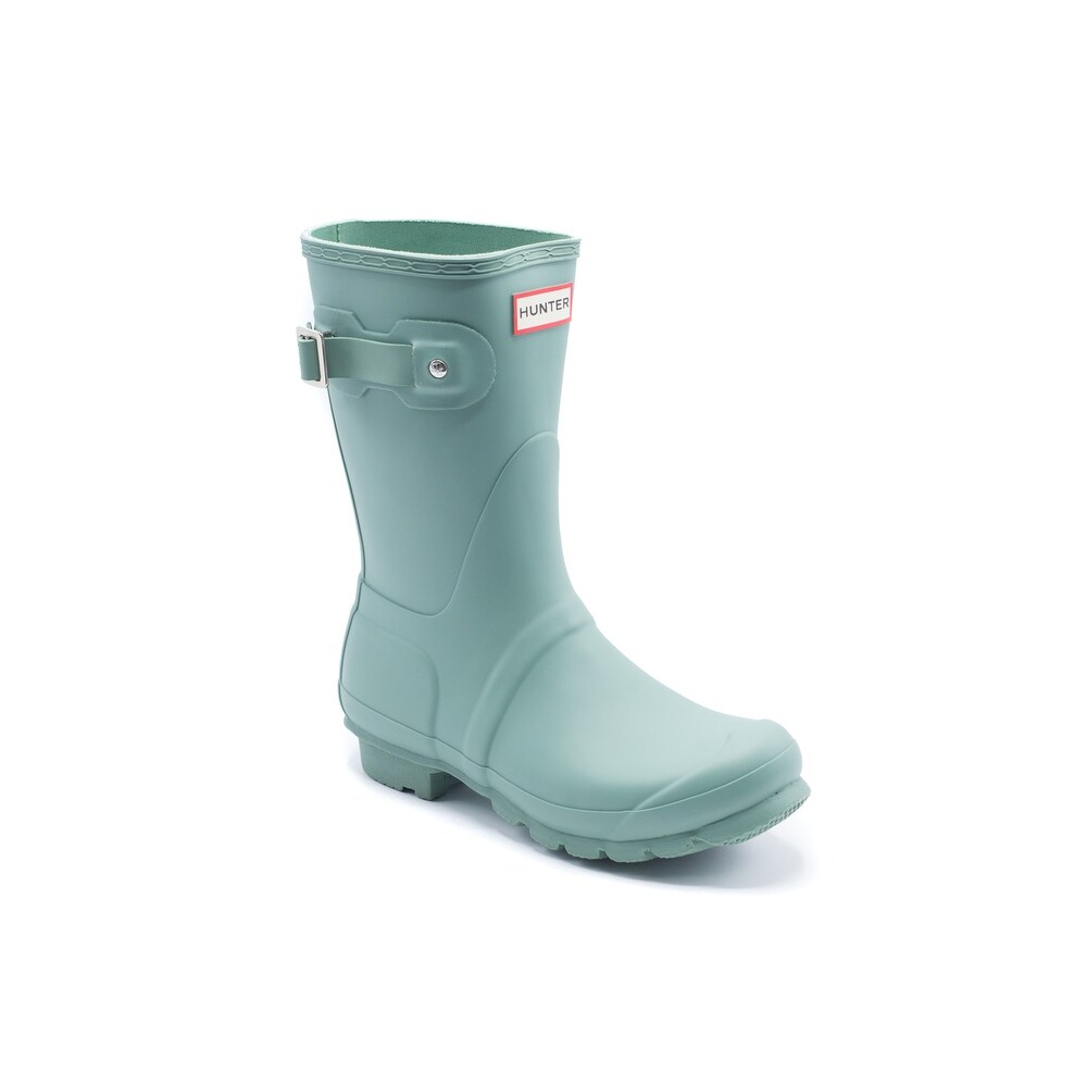 hunter green short rain boots
