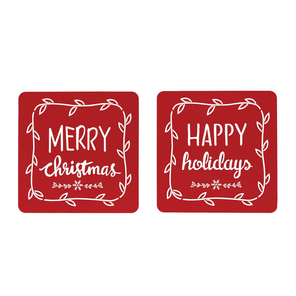 Cut Metal Holiday Sentiment Sign (Set of 2)