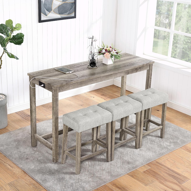 4-Piece Bar Table and Chairs Set, Dining Table Set