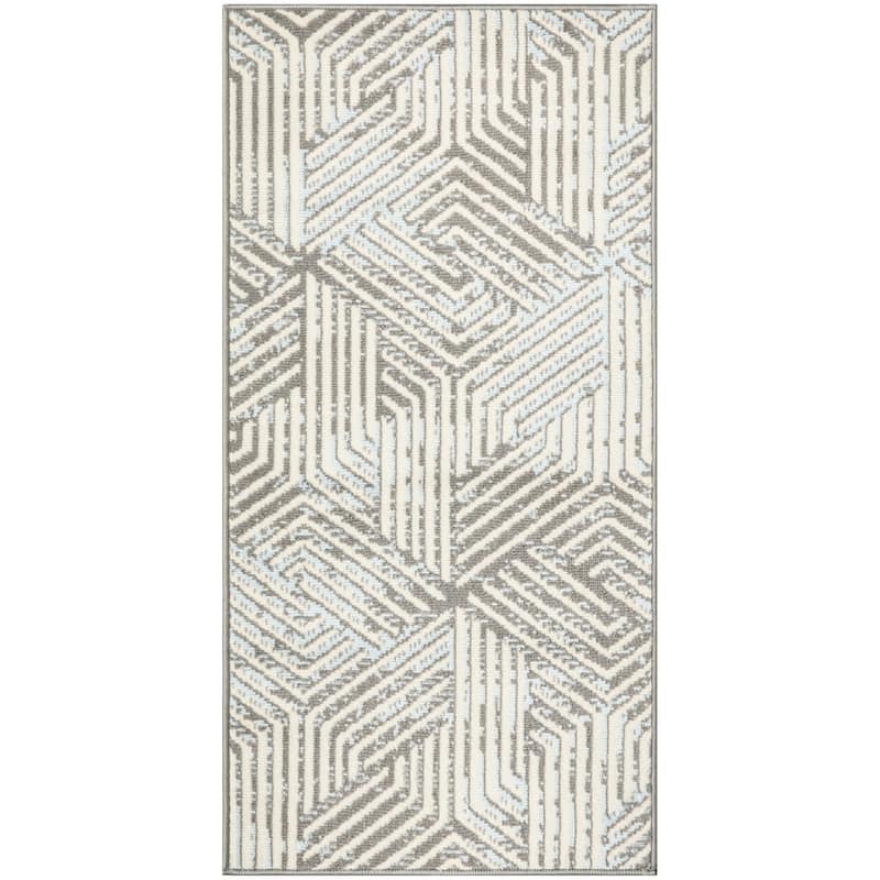 Nourison Grafix Indoor Grey Geometric Area Rug - 2' x 4' - Grey - Rectangle